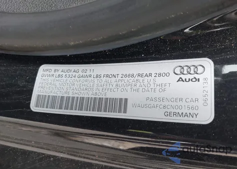 2012 Audi A7 Premium из США, поврежденный, VIN WAUSGAFC8CN001560